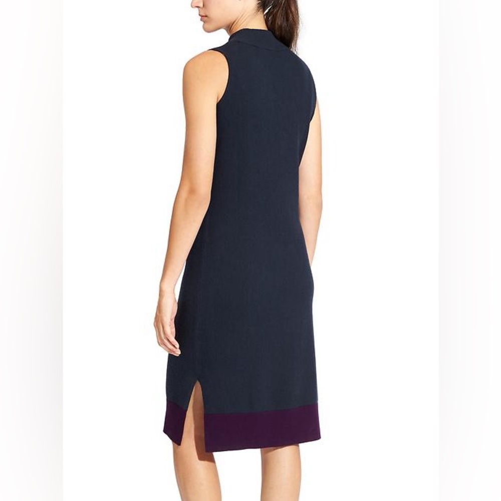 NEW‎ Athleta Winterlude Dress Navy/Purple Small Merino Wool Colorblock Midi - Picture 2 of 16